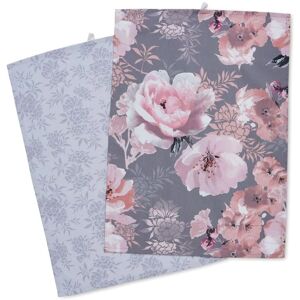 Catherine Lansfield Grey Floral Two Pack Tea Towels Catherine Lansfield Grey Floral Two Pack Tea Towels