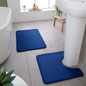 Catherine Lansfield Navy Antibacterial Memory Foam Bathroom Mat Set Catherine Lansfield Navy Antibacterial Memory Foam Bathroom Mat Set