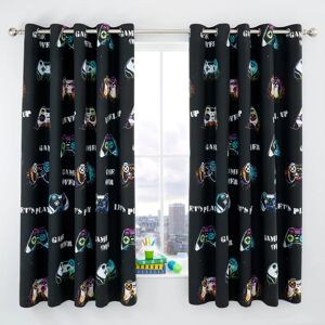 Catherine Lansfield Game Over Black Reversible Curtains Catherine Lansfield Game Over Black Reversible Curtains