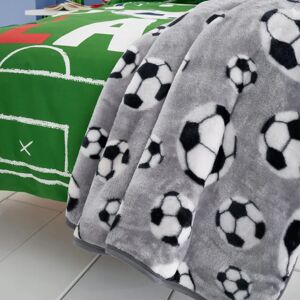 Catherine Lansfield Kids Living Football 170x130cm Blanket Throw Grey Catherine Lansfield Kids Living Football 170x130cm Blanket Throw Grey