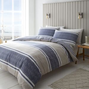 Catherine Lansfield Blue Double Textured Banded Stripe Duvet Cover Set Catherine Lansfield Blue Double Textured Banded Stripe Duvet Cover Set
