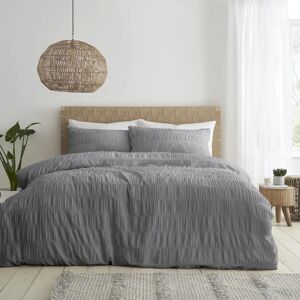Catherine Lansfield Seersucker King Duvet Set Grey Catherine Lansfield Seersucker King Duvet Set Grey