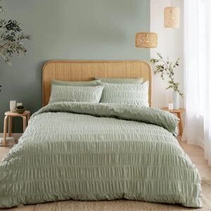 Catherine Lansfield Sage Seersucker King Duvet Set - Duvet Set Catherine Lansfield Sage Seersucker King Duvet Set - Duvet Set