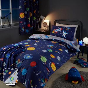 Catherine Lansfield Lost In Space Blue Double Reversible Bedding Set - Bed Linen Catherine Lansfield Lost In Space Blue Double Reversible Bedding Set - Bed Linen