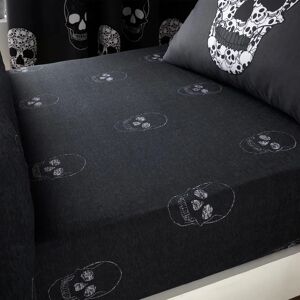 Catherine Lansfield Skulls Grey Unisex Fitted Sheet Catherine Lansfield Skulls Grey Unisex Fitted Sheet