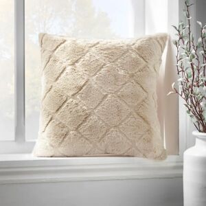 Catherine Lansfield Cosy Diamond Faux Fur 43cm x 43cm Filled Cushion Natural - Cushion Catherine Lansfield Cosy Diamond Faux Fur 43cm x 43cm Filled Cushion Natural - Cushion