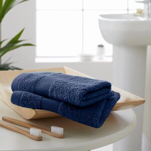 Catherine Lansfield Navy Blue Cotton Towel Pair - Bathroom Essentials Catherine Lansfield Navy Blue Cotton Towel Pair - Bathroom Essentials
