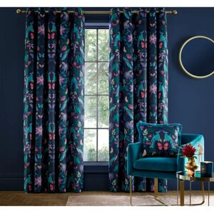 Catherine Lansfield Mya Tropical Birds Navy Velvet Curtain - Curtains Catherine Lansfield Mya Tropical Birds Navy Velvet Curtain - Curtains