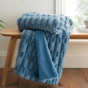 Bianca Carved Faux Fur 150cm x 200cm Throw Blue - Throw Blanket Bianca Carved Faux Fur 150cm x 200cm Throw Blue - Throw Blanket
