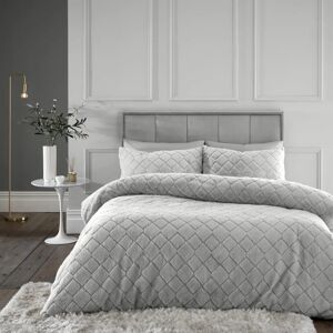 Catherine Lansfield Silver Diamond Faux Fur Duvet Cover Set Catherine Lansfield Silver Diamond Faux Fur Duvet Cover Set