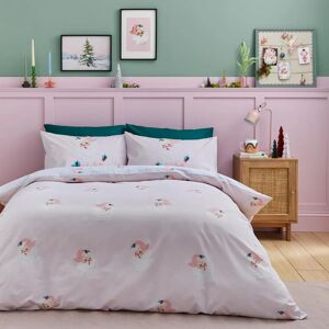 Catherine Lansfield Vintage Santa Christmas Pink Reversible Bedding Set Catherine Lansfield Vintage Santa Christmas Pink Reversible Bedding Set