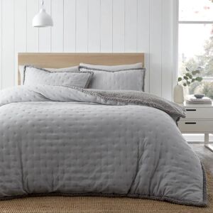 Catherine Lansfield Silver Sherpa Duvet Cover Set - Double Catherine Lansfield Silver Sherpa Duvet Cover Set - Double