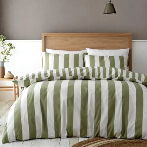 Catherine Lansfield Green Reversible Stripe Duvet Cover Set Catherine Lansfield Green Reversible Stripe Duvet Cover Set