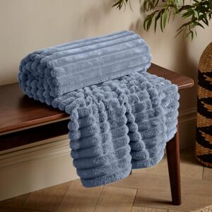 Catherine Lansfield Blue Ribbed Velvet Throw - Throw Blanket Catherine Lansfield Blue Ribbed Velvet Throw - Throw Blanket