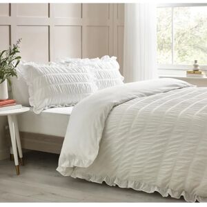 Catherine Lansfield White Seersucker Frill Duvet Cover Set - Bedding Set Catherine Lansfield White Seersucker Frill Duvet Cover Set - Bedding Set