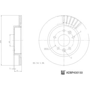 BLUE PRINT ADBP430150 Takasivu ventilerad kiekko BLUE PRINT ADBP430150 Takasivu ventilerad kiekko
