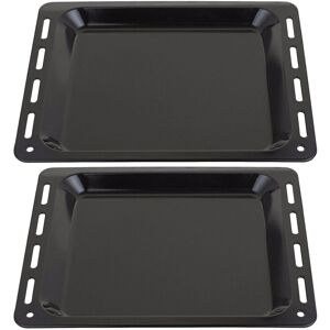 SPARES2GO Baking Tray Enamelled Pan for Indesit Oven Cooker - Pack of 2 SPARES2GO Baking Tray Enamelled Pan for Indesit Oven Cooker - Pack of 2