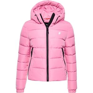 Superdry Jaqueta acolchoada rosa com capuz para mulheres - Casual Superdry Jaqueta acolchoada rosa com capuz para mulheres - Casual