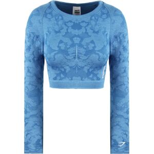 Gymshark Model GLCT4297 Blue Seamless Crop Top - Long Sleeve Womens Adapt Gymshark Model GLCT4297 Blue Seamless Crop Top - Long Sleeve Womens Adapt