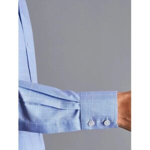 Charles Tyrwhitt Men's Ocean Blue Non-Iron Prince Of Wales Checkered Cotton Formal Shirt - Slim Fit Charles Tyrwhitt Men's Ocean Blue Non-Iron Prince Of Wales Checkered Cotton Formal Shirt - Slim Fit