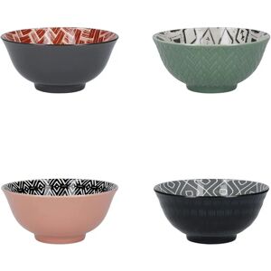 KitchenCraft Set of 4 'Designed For Life' Patterned Ceramic Bowls - Multi KitchenCraft Set of 4 'Designed For Life' Patterned Ceramic Bowls - Multi