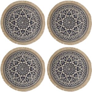 Creative Tops Jute Placemats Set of 4 - Mandala Design, Natural - Blue Creative Tops Jute Placemats Set of 4 - Mandala Design, Natural - Blue