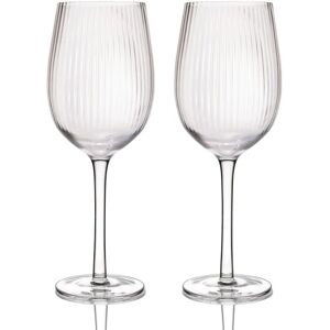BarCraft Set of 2 Large Ribbed Wine Glasses - Wine Glasses BarCraft Set of 2 Large Ribbed Wine Glasses - Wine Glasses