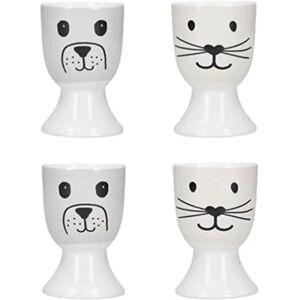 Kitchencraft Egg Cup Set Cat Dog White - Egg Cup Set, Ceramic, Dipped Eggs Kitchencraft Egg Cup Set Cat Dog White - Egg Cup Set, Ceramic, Dipped Eggs