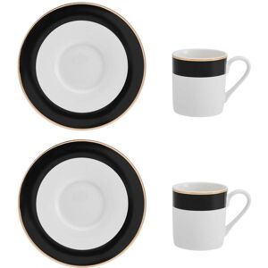 Mikasa Luxe Deco China Espresso Cups and Saucers - Set of 2, 100ml, White - Espresso Cups and Saucers Mikasa Luxe Deco China Espresso Cups and Saucers - Set of 2, 100ml, White - Espresso Cups and Saucers