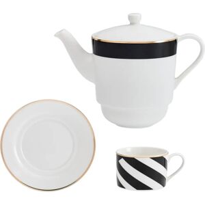 Mikasa Luxe Deco China Tea for One Set - White Art Deco Elegant Mikasa Luxe Deco China Tea for One Set - White Art Deco Elegant