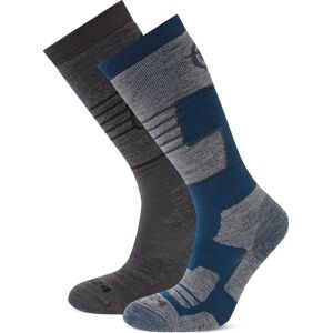 Tog24 Linz Pack de 2 Chaussettes de Ski pour Femmes Gris Foncé/ Bleu Bijou Laine - Taille S - Chaussettes de ski Tog24 Linz Pack de 2 Chaussettes de Ski pour Femmes Gris Foncé/ Bleu Bijou Laine - Taille S - Chaussettes de ski