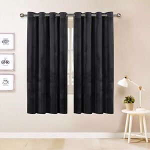 Imperial Rooms Charcoal Eyelet Ring Top Velvet Small Curtains - Curtain Imperial Rooms Charcoal Eyelet Ring Top Velvet Small Curtains - Curtain