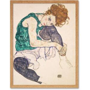 Artery8 - Egon Schiele Seated Woman - 12x16 - light oak frame - Framed art print Artery8 - Egon Schiele Seated Woman - 12x16 - light oak frame - Framed art print