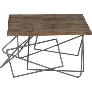 Industrious Industrial Style Reclaimed Metal Base Geometric Wooden Top Square Coffee Table - Coffee Table Industrious Industrial Style Reclaimed Metal Base Geometric Wooden Top Square Coffee Table - Coffee Table