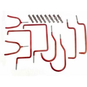 Onestopdiy Red Plastic Coated 8 Piece Wall Hook Set Onestopdiy Red Plastic Coated 8 Piece Wall Hook Set