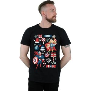 Marvel Herren Thor und Captain America Weihnachts-T-Shirt - Schwarz Marvel Herren Thor und Captain America Weihnachts-T-Shirt - Schwarz