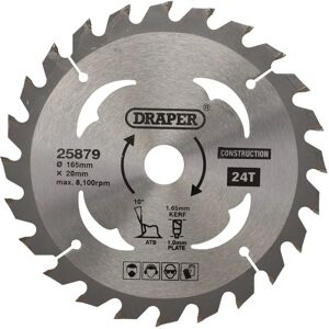 Draper Tools 25879 Circular Saw Blade - 165mm, 24T, Wood & Composites Draper Tools 25879 Circular Saw Blade - 165mm, 24T, Wood & Composites