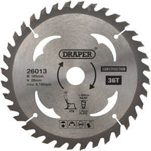 Draper Tools 26013 Circular Saw Blade - 165mm - Wood & Composites Draper Tools 26013 Circular Saw Blade - 165mm - Wood & Composites