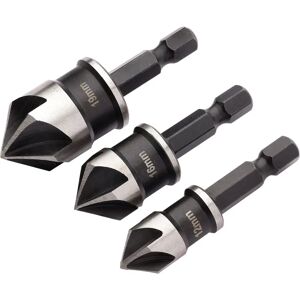 Draper 12430 Countersink Set - 3PCS - Heavy-duty alloy steel - Five-flute - Quick-change Draper 12430 Countersink Set - 3PCS - Heavy-duty alloy steel - Five-flute - Quick-change