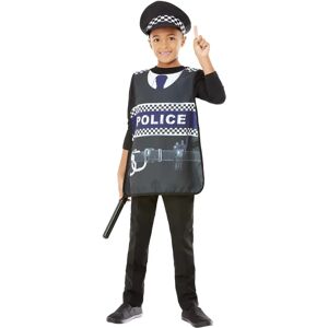 Disfraz de policía infantil de Smiffys - kit de disfraz, negro, talla única Disfraz de policía infantil de Smiffys - kit de disfraz, negro, talla única
