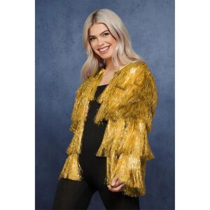 Smiffys Fever Gold Tinsel Festival Jacket - Adult Female Smiffys Fever Gold Tinsel Festival Jacket - Adult Female