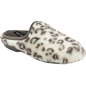 Lotus Cara Faux Fur Mule Slippers White Leopard - Slippers Lotus Cara Faux Fur Mule Slippers White Leopard - Slippers