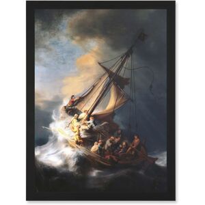 Artery8 - Rembrandt Christ Storm On Lake Of Galilee - A4 - Framed - Wall Art Print Artery8 - Rembrandt Christ Storm On Lake Of Galilee - A4 - Framed - Wall Art Print