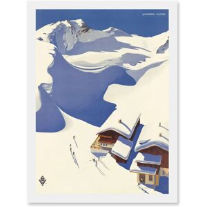 Artery8 - Travel Snow Ski Alps - Blue White - Art Print Artery8 - Travel Snow Ski Alps - Blue White - Art Print