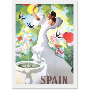 Artery8 Flamenco Dance Bird Bath A4 - Framed White Art Print Artery8 Flamenco Dance Bird Bath A4 - Framed White Art Print