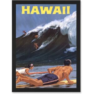Artery8 - Hawaii Surf A4 Artwork - Black - Wall Art Print Artery8 - Hawaii Surf A4 Artwork - Black - Wall Art Print