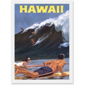 Artery8 - Hawaii Surf Ocean Wave - A4 - White Frame - Wall Art Artery8 - Hawaii Surf Ocean Wave - A4 - White Frame - Wall Art