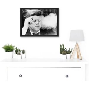Artery8 JFK Smoking Cigar - black - A4 - Framed - Art Print Artery8 JFK Smoking Cigar - black - A4 - Framed - Art Print