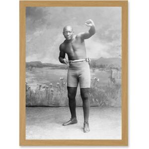 Artery8 - Jack Johnson Boxer Champion - Light Oak - Wall Art Artery8 - Jack Johnson Boxer Champion - Light Oak - Wall Art