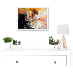 Artery8 - Piano Girl Impressionism - White - Framed Art Print Artery8 - Piano Girl Impressionism - White - Framed Art Print